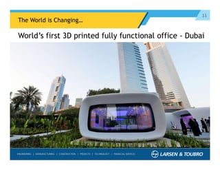 11
World’s first 3D printed fully functional office - Dubai
The World is Changing…
 