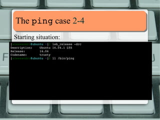 MMaannaaggiinngg LLCCss 33--44 
Does it work? 
[alessandro@ubuntu ~]$ ping ­c 
3 route­add. 
net 
PING route­add. 
net (195.182.210.166) 56(84) bytes of data. 
64 bytes from route­add. 
net (195.182.210.166): icmp_seq=1 ttl=55 time=30.7 ms 
64 bytes from route­add. 
net (195.182.210.166): icmp_seq=2 ttl=55 time=30.9 ms 
64 bytes from route­add. 
net (195.182.210.166): icmp_seq=3 ttl=55 time=31.3 ms 
­­­route­add. 
net ping statistics ­­­3 
packets transmitted, 3 received, 0% packet loss, time 2000ms 
rtt min/avg/max/mdev = 30.709/30.988/31.350/0.304 ms 
[alessandro@ubuntu ~]$ 
 