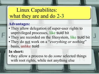 TThhee ppiinngg ccaassee 22--44 
Starting situation: 
[alessandro@ubuntu ~]$ lsb_release ­drc 
Description: Ubuntu 14.04.1 LTS 
Release: 14.04 
Codename: trusty 
[alessandro@ubuntu ~]$ ll /bin/ping 
­rwsr­xr­x 
1 root root 44178 mag 7 23:51 /bin/ping 
[alessandro@ubuntu ~]$ ping ­c 
3 route­add. 
net 
PING route­add. 
net (195.182.210.166) 56(84) bytes of data. 
64 bytes from route­add. 
net (195.182.210.166): icmp_seq=1 ttl=55 time=46.8 ms 
64 bytes from route­add. 
net (195.182.210.166): icmp_seq=2 ttl=55 time=46.6 ms 
64 bytes from route­add. 
net (195.182.210.166): icmp_seq=3 ttl=55 time=45.5 ms 
­­­route­add. 
net ping statistics ­­­3 
packets transmitted, 3 received, 0% packet loss, time 2002ms 
rtt min/avg/max/mdev = 45.549/46.329/46.829/0.558 ms 
[alessandro@ubuntu ~]$ 
 