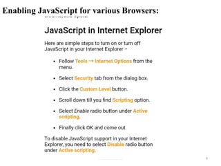 Enabling JavaScript for various Browsers:
Prof.P.S.Chavan 9
 