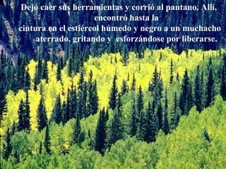 Dejó caer sus herramientas y corrió al pantano. Allí, encontró hasta la cintura en el estiércol húmedo y negro a un muchac...