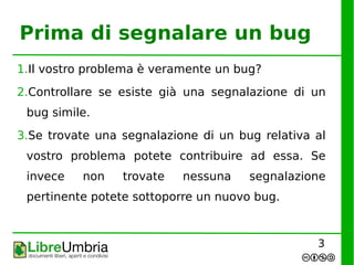 LibreOffice - Segnalare un bug | PDF