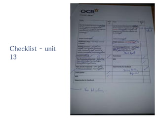 Checklist – unit
13
 