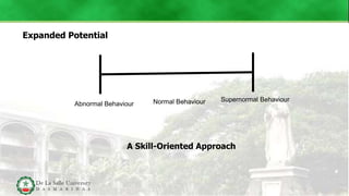 Expanded Potential
Abnormal Behaviour Normal Behaviour Supernormal Behaviour
A Skill-Oriented Approach
 