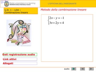 audio Dati registrazione audio Link attivi Allegati Metodo della combinazione lineare U.D. 1 – LO4 – Combinazione lineare 