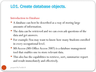 Create database objects in web development and database administration ...