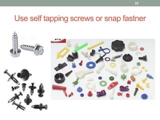 Use self tapping screws or snap fastner
23
 