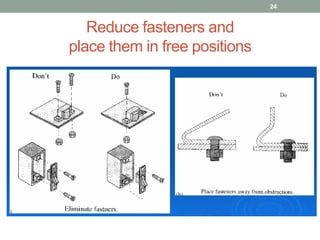 Reduce fasteners and
place them in free positions
24
 