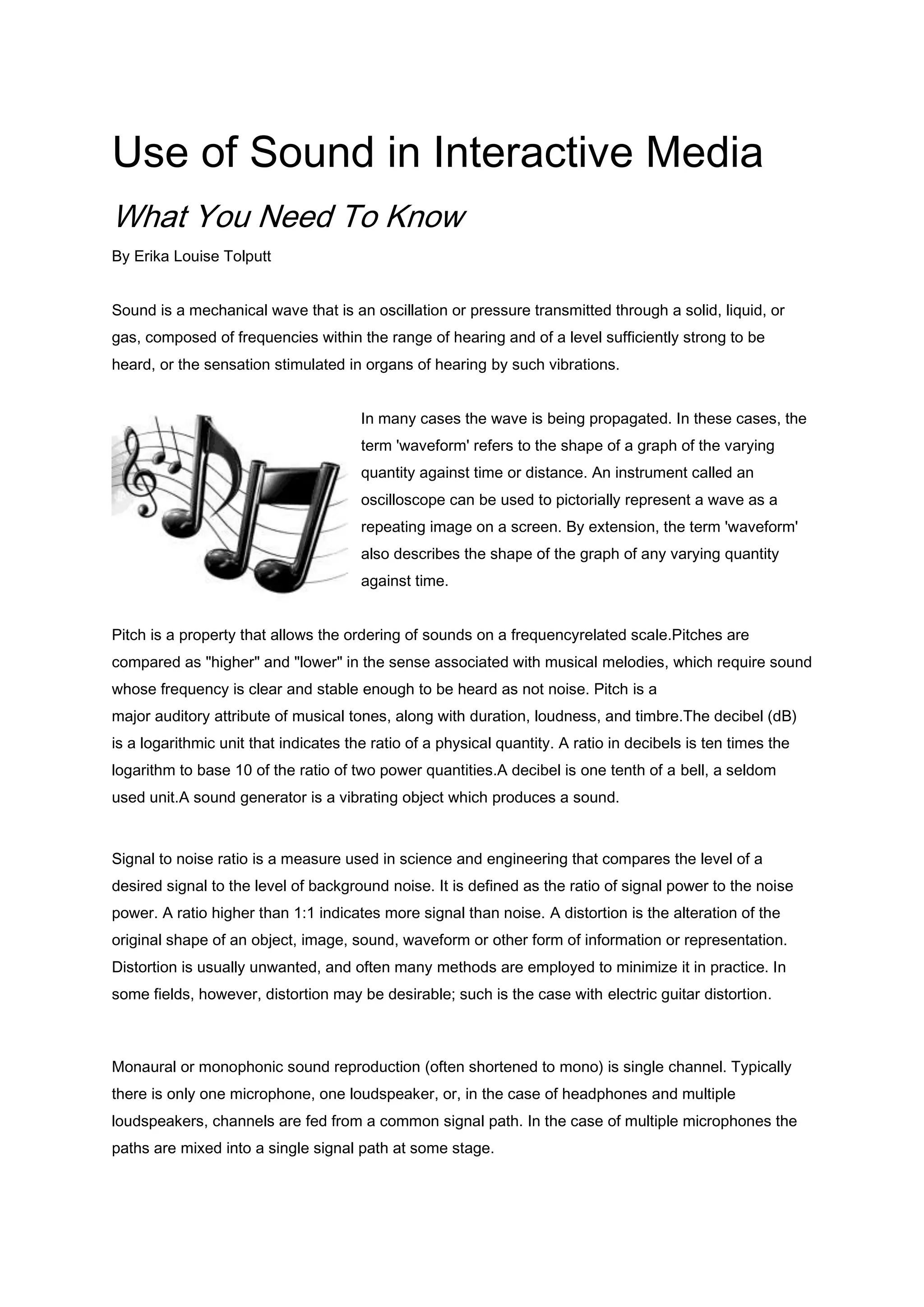 Use of Sound in Interactive Media Products | DOCX