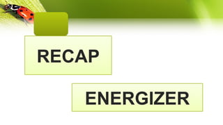 RECAP
ENERGIZER
 