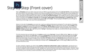 Step by Step (Front cover)
Open up Photoshop and set up a blank canvas set to the size of A4. You are then going to click on the ruler tool (Ctrl+R) so that everything on
your canvas will be in line and in place. To hide the ruler lines you press(Ctrl + H). First thing to do is change the colour of your background on
the canvas, it best to change the background to the colour that you have suggested in your mind map. To change the colour look to the side
bar for a box with the colours going from dark to light ( or just the 12th box down the side bar). Then change the colour by using the coloured
boxes at the bottom of the tool bar and then have the colour as you wish. Next you are going to want to put the most important conventions
in first. An example of this masthead and barcode with the issue date, website address, small masthead logo and publisher logo. When
adding your barcode you can insert an image of one by going to ‘file’ and the ‘place’. Then your going to click (Ctrl+T), you can change the
shape and size of the image , then move it to the desirable position.
Above or to the side of the barcode you can insert text to add your additional information by clicking the ‘T’ on the side bar in Photoshop.
Now that you’ve done that you are going to place your masthead and strapline. What you need to do for this part is add the shapes of the
masthead and strapline by clicking on the solid square on the tool bar ( 18th box down) and draw to the size you want. Then you add the
magazine name and text and also the strapline. If you ever want to move this around all together and keep everything in the same place,
highlight the layers on the far right , right click and click ‘ link layer’. Depending on your logo, you can add text effects by right clicking on the
text layer and go to ‘blending option’.
The next convention that you should add next is the photo you want on your front cover. If you go to ‘file’ and then ‘ place’ you can add an
image that you have taken for your front cover. To remove the background of that image have the said image selected and find the quick
selection tool on the tool bar (4th down), then select the background you want to get rid of and make sure you don’t delete parts of the
picture you need to keep. To neaten the edges click on the eraser ( 13th down) and select the airbrush tool and to do this look in the top left
of the screen at the eraser and find it on the drop down. Move the image around on the page and change the shape and size to how you
want it. If you want to add an effect you can either go on the layer and to ‘ blending option’ again or at the top go to filter and edit to how
you want the picture to look.
To make it look like a magazine, you need to add a strapline, anchorge text, puff promotion, quote and cover stories. Use the text icon in
the bar tool to add your text and then you can change to colour of your text using the colour swatches at the bottom of the tool bar and if
you want to change the width and height of the text , highlight over it and click ‘window’ at the top of the screen and go to ‘ character’. Adapt
it to how you’d like it to look and then carry on adding your text. For puff promotion, repeat the steps of adding a shape then text on top. For
puff promotion, you do not want it to look to text heavy, so make sure you keep it concise.
 