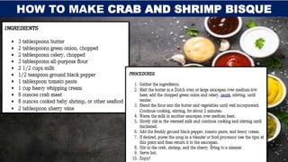 HOW TO MAKE CRAB AND SHRIMP BISQUE
 