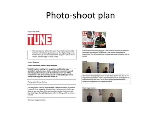 Photo-shoot plan
 