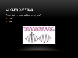 CLICKER QUESTION
At point A will you hear a loud tone or a soft tone?
A. Loud
B. Soft
 