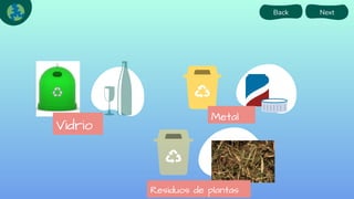 Back Next
Vidrio
Residuos de plantas
Metal
 