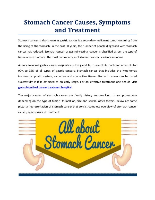 Stomach cancer causes, symptoms and treatment