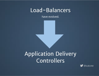 Application Delivery
Controllers
Load-Balancers
have evolved.
@lcalcote
 