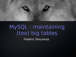 MySQL : maintaining
  (too) big tables
    Frédéric Descamps
 
