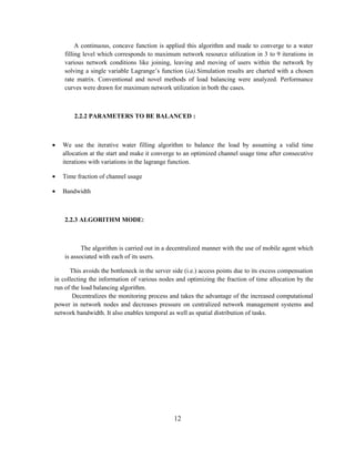 Load balancing implementation in wireless networks