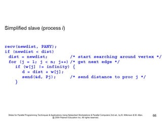 Slides for Parallel Programming Techniques & Applications Using Networked Workstations & Parallel Computers 2nd ed., by B. Wilkinson & M. Allen,
@ 2004 Pearson Education Inc. All rights reserved.
66
 