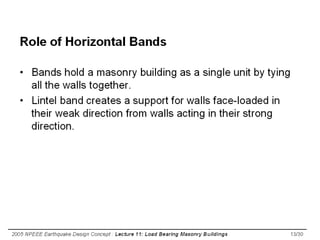 2005 NPEEE Earthquake Design
Concept : Lecture 11: Load
Bearing Masonry Buildings
46/30
 