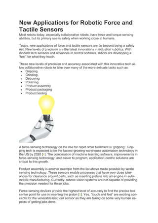 Load Cells and Force Sensors in Robotics | PDF