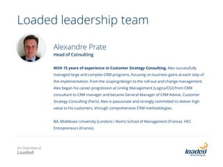 Gloria Jean’s Coffees
• Gloria Jean’s Coffees website and ecommerce platform, designed
and built by Loaded was launched in April, 2013.
• With 94% of smartphone users researching products and services
online, the guest experience on mobile devices was also a key
consideration in the development of the site.
• The use of Responsive Design methodology has enabled an
optimal user experience for Guests whether on desktop, laptop,
tablet or smartphone device.
• See more at http://www.gloriajeanscoffees.com.au/ or watch
www.gloriajeanscoffees.com/temp/GJC_Website_FINAL_PC.wmv
Responsive Website
An Overview of
Loaded
 