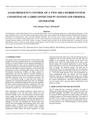 Load frequency control of a two area hybrid system consisting of a grid ...