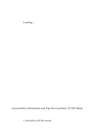 Loading...
Accessibility Information and Tips Revised Date: 07/2011Back
1 article(s) will be saved.
 