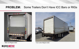 PROBLEM: Some Trailers Don’t Have ICC Bars or RIGs
Slide rail liftgate trailer Tuck under liftgate trailer
 