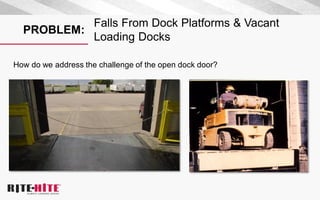 PROBLEM:
Falls From Dock Platforms & Vacant
Loading Docks
How do we address the challenge of the open dock door?
 