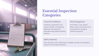 Bottom Loading Inspection Loading bay inspection checklist with eAuditor Audits & Inspections | PDF