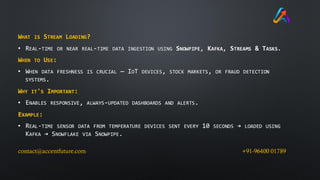 Streaming Data Loader From Sensor Loading Data into Snowflake (Bulk & Stream) | PDF