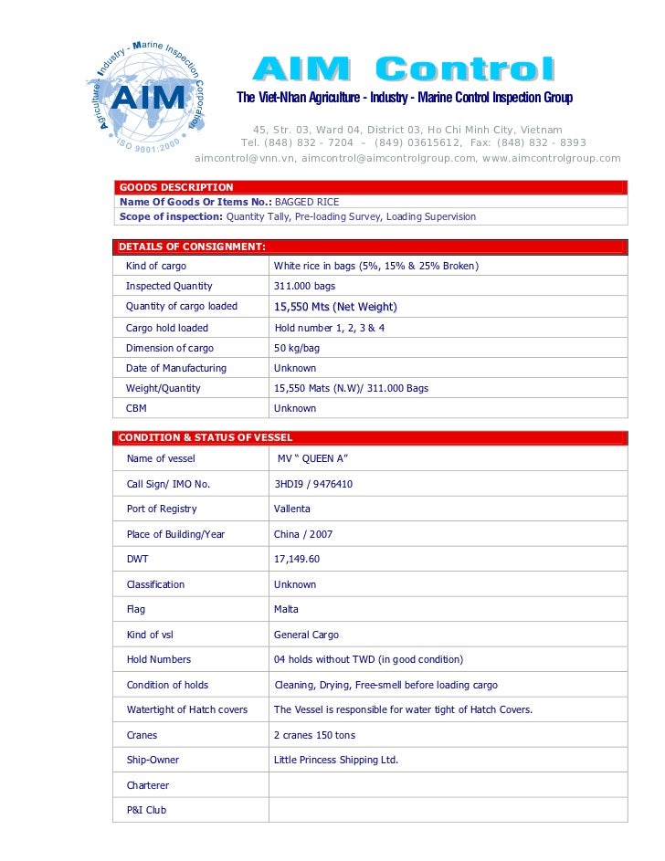 loading inspection report