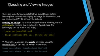 Loading viewing/listening to Image and Audio, Fonts, Colors in Java | PPT