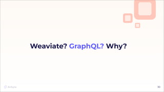 30
30
Weaviate? GraphQL? Why?
 