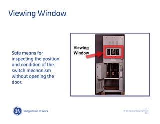 imagination at work
g
11 /
SF IAS Electrical design Seminar/
2011
Viewing Window
Safe means for
inspecting the position
and condition of the
switch mechanism
without opening the
door.
 