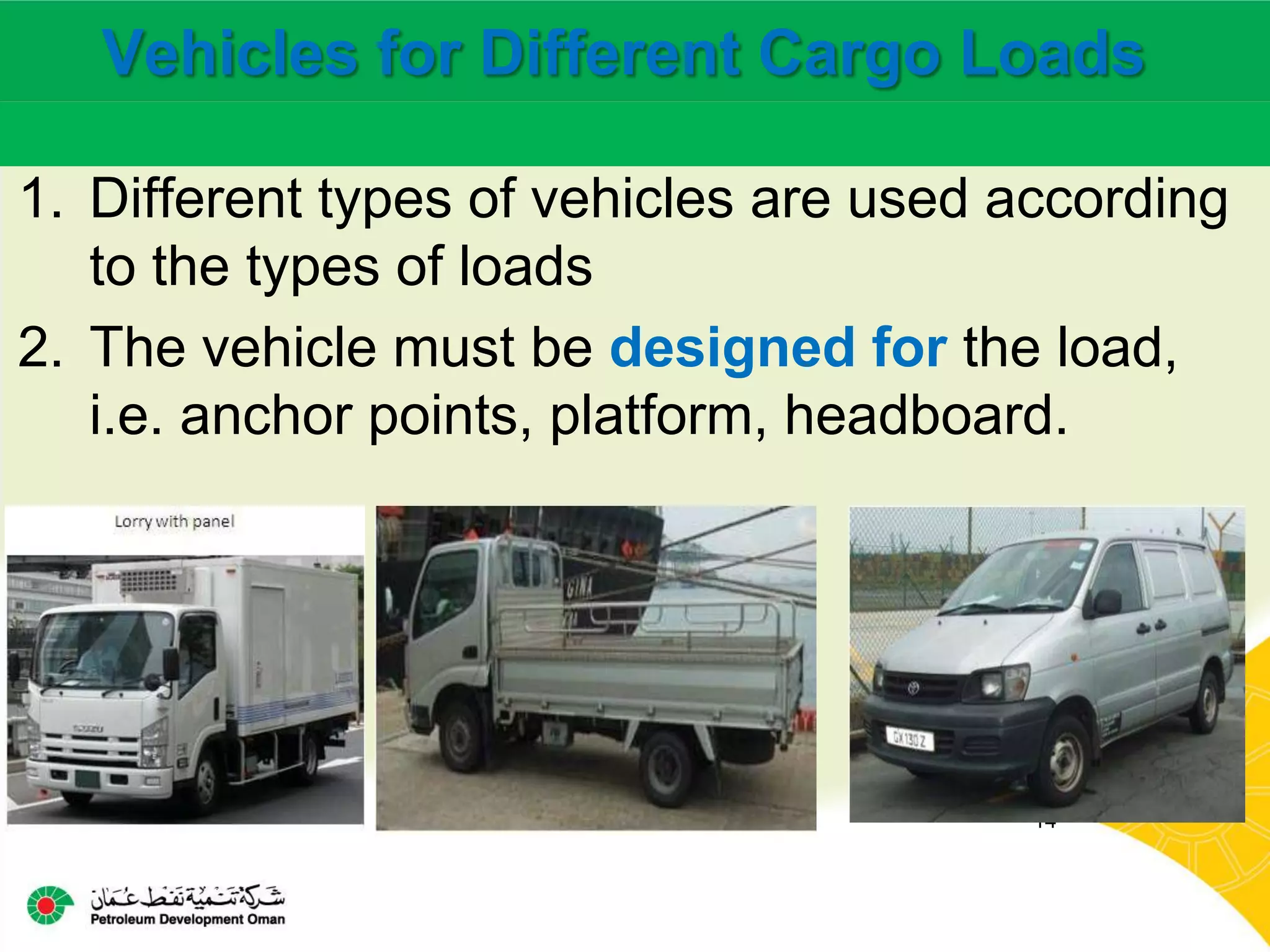 Load restraint Safe (Loading and unloading on vehicles) | PPTX