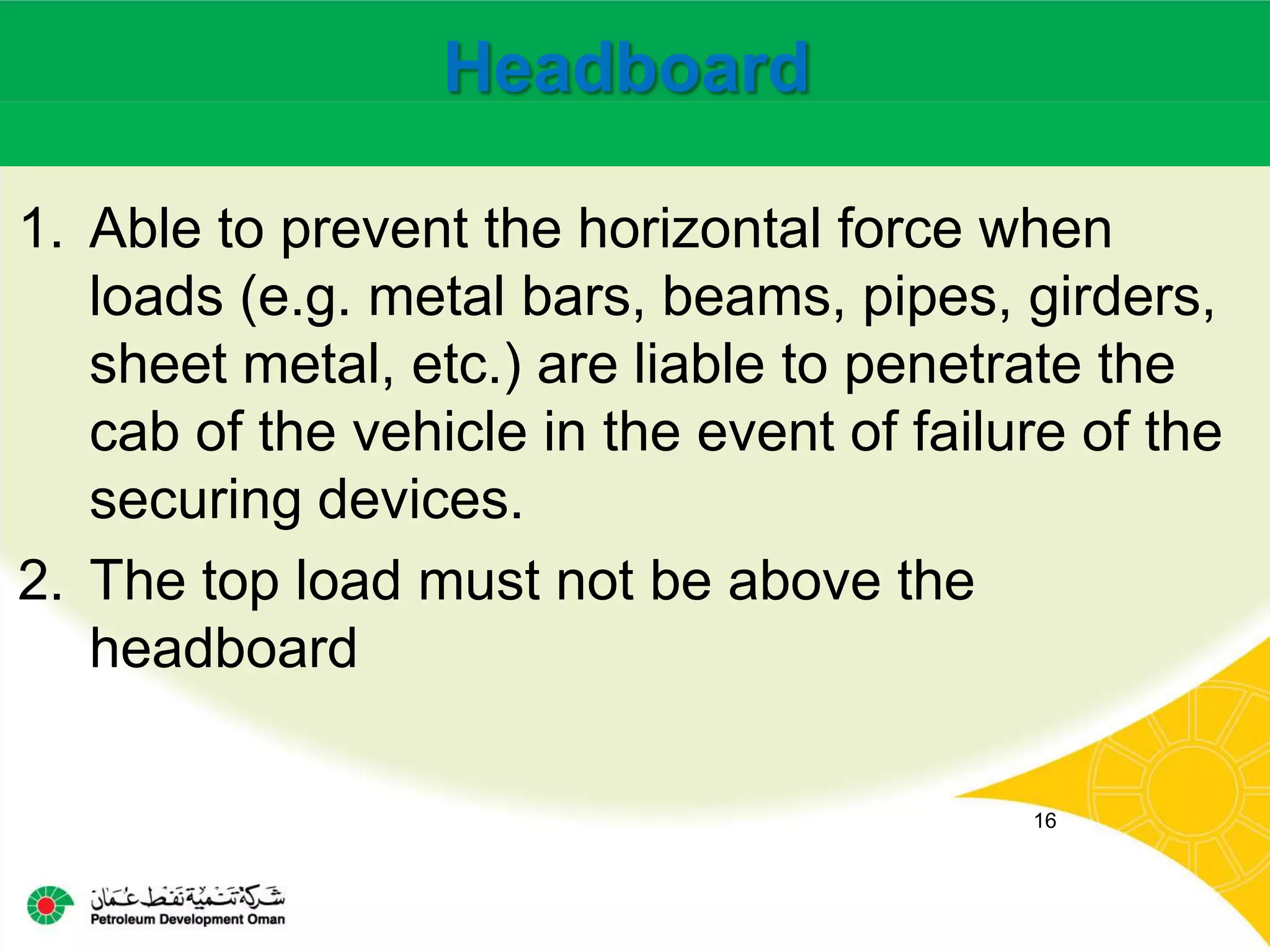 Load restraint Safe (Loading and unloading on vehicles) | PPTX