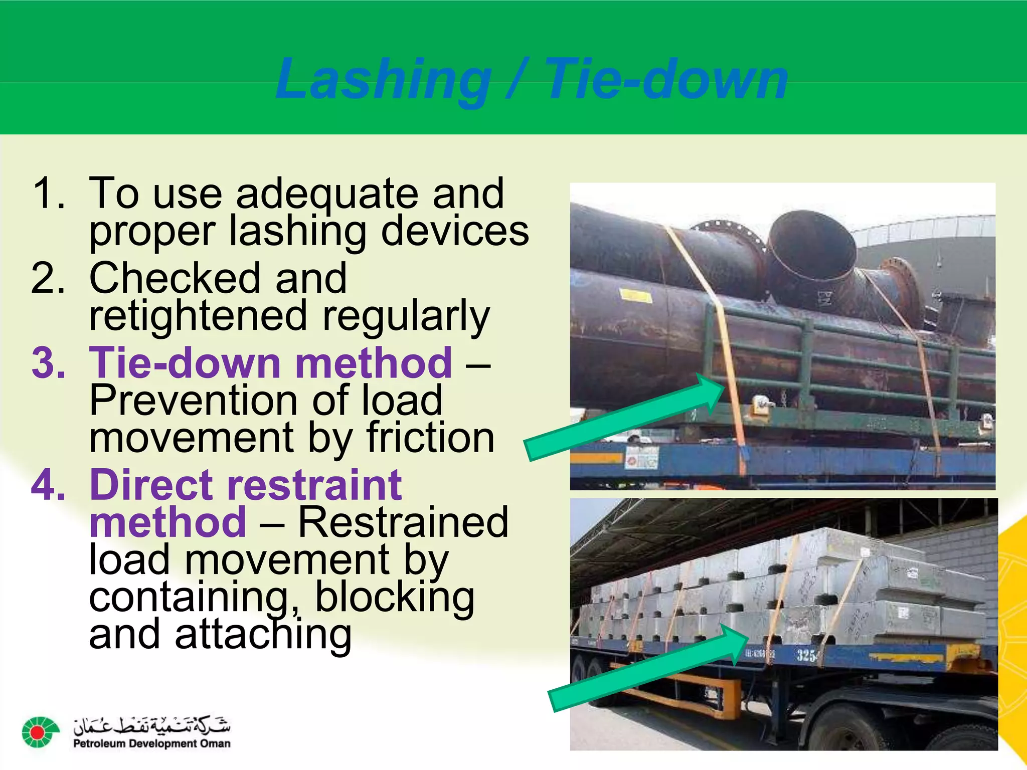 Load restraint Safe (Loading and unloading on vehicles) | PPTX