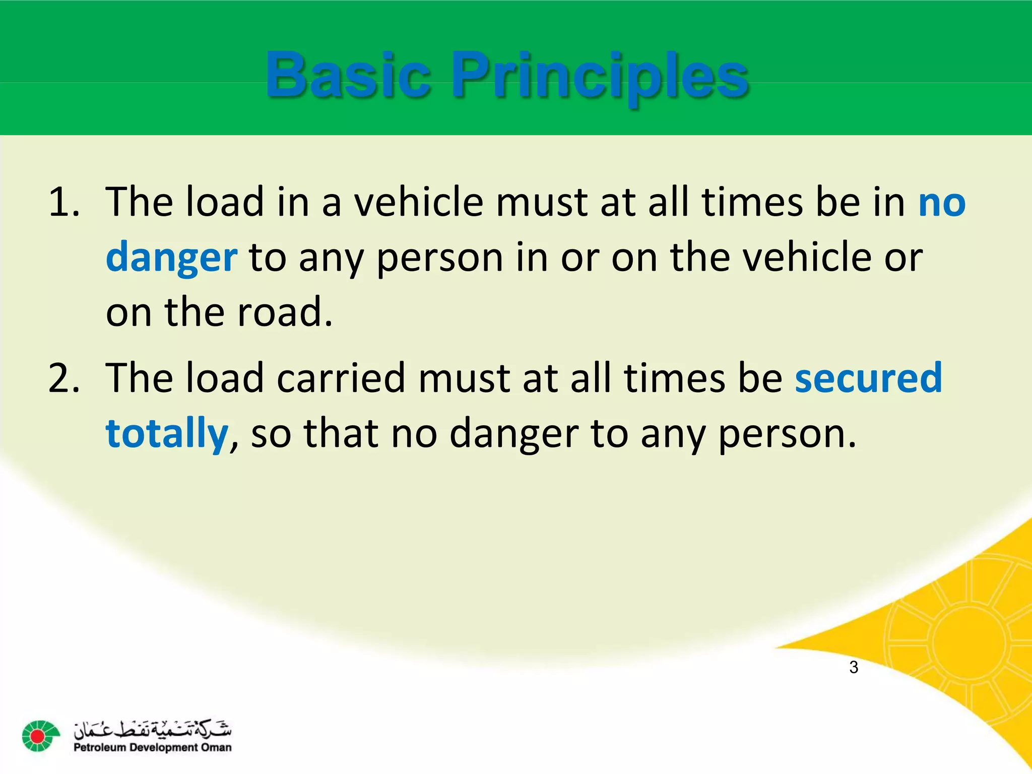 Load restraint Safe (Loading and unloading on vehicles) | PPTX