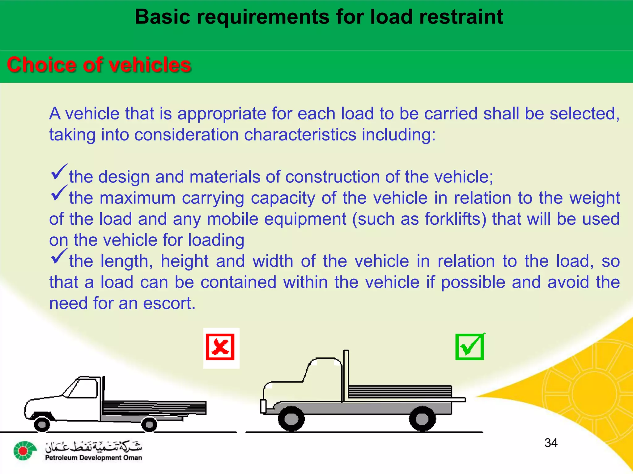 Load restraint Safe (Loading and unloading on vehicles) | PPTX
