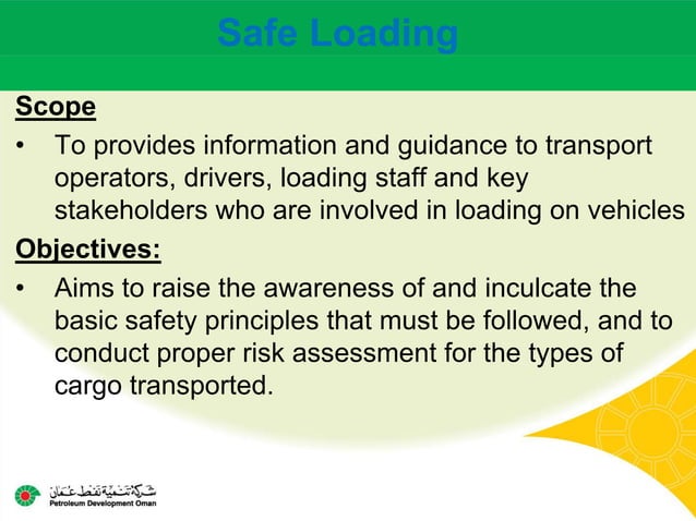 Load restraint Safe (Loading and unloading on vehicles) | PPTX