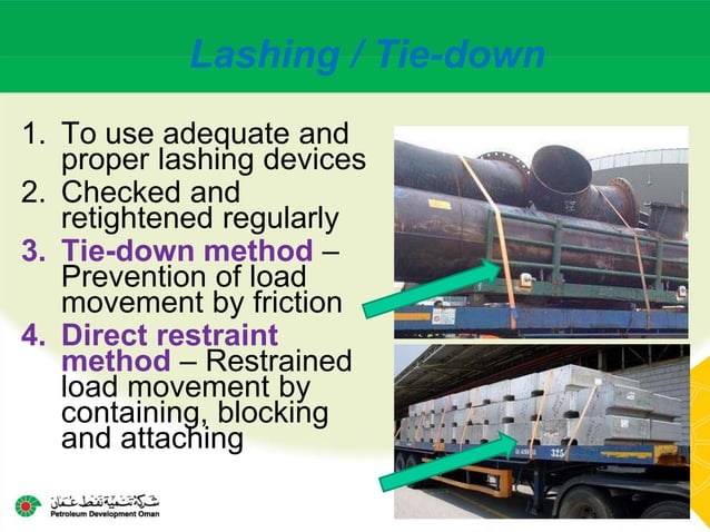 Load restraint Safe (Loading and unloading on vehicles) | PPTX