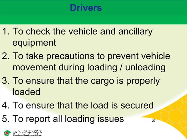 Load restraint Safe (Loading and unloading on vehicles)
