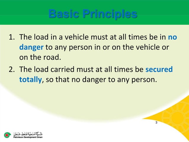 Load restraint Safe (Loading and unloading on vehicles)