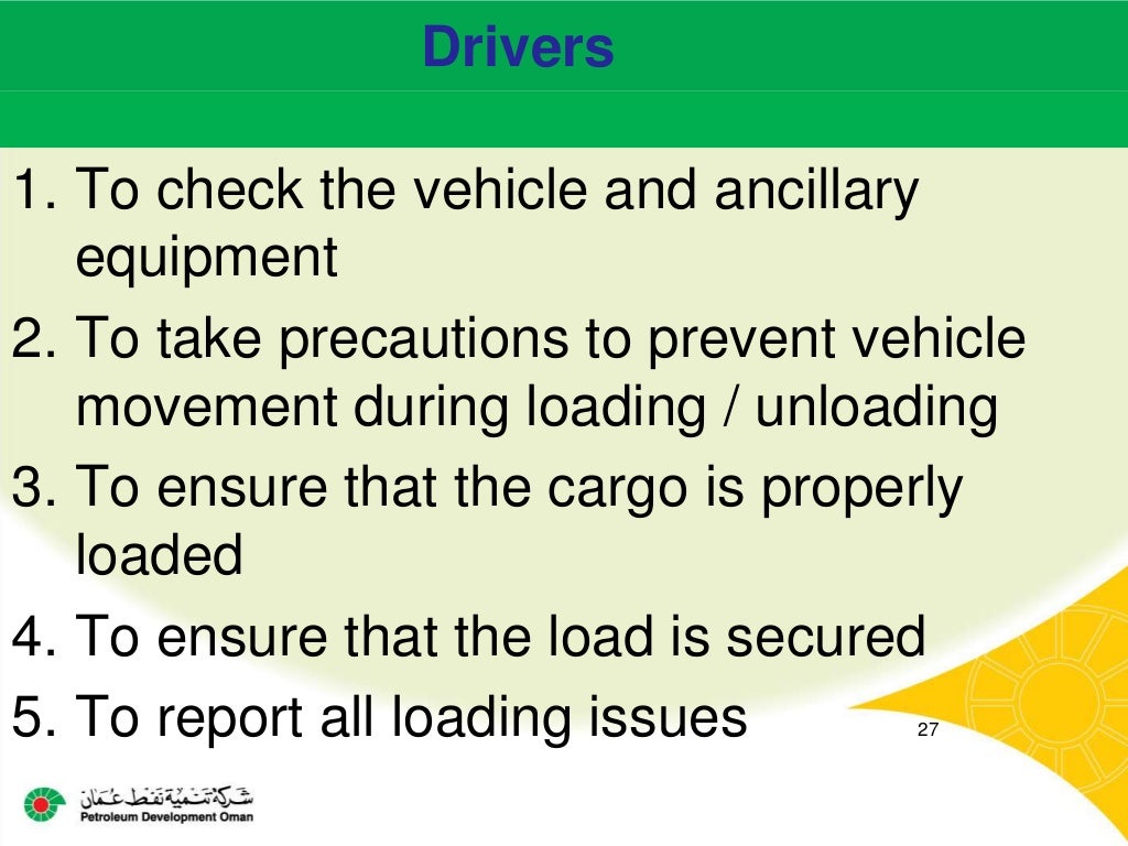 Load restraint Safe (Loading and unloading on vehicles)