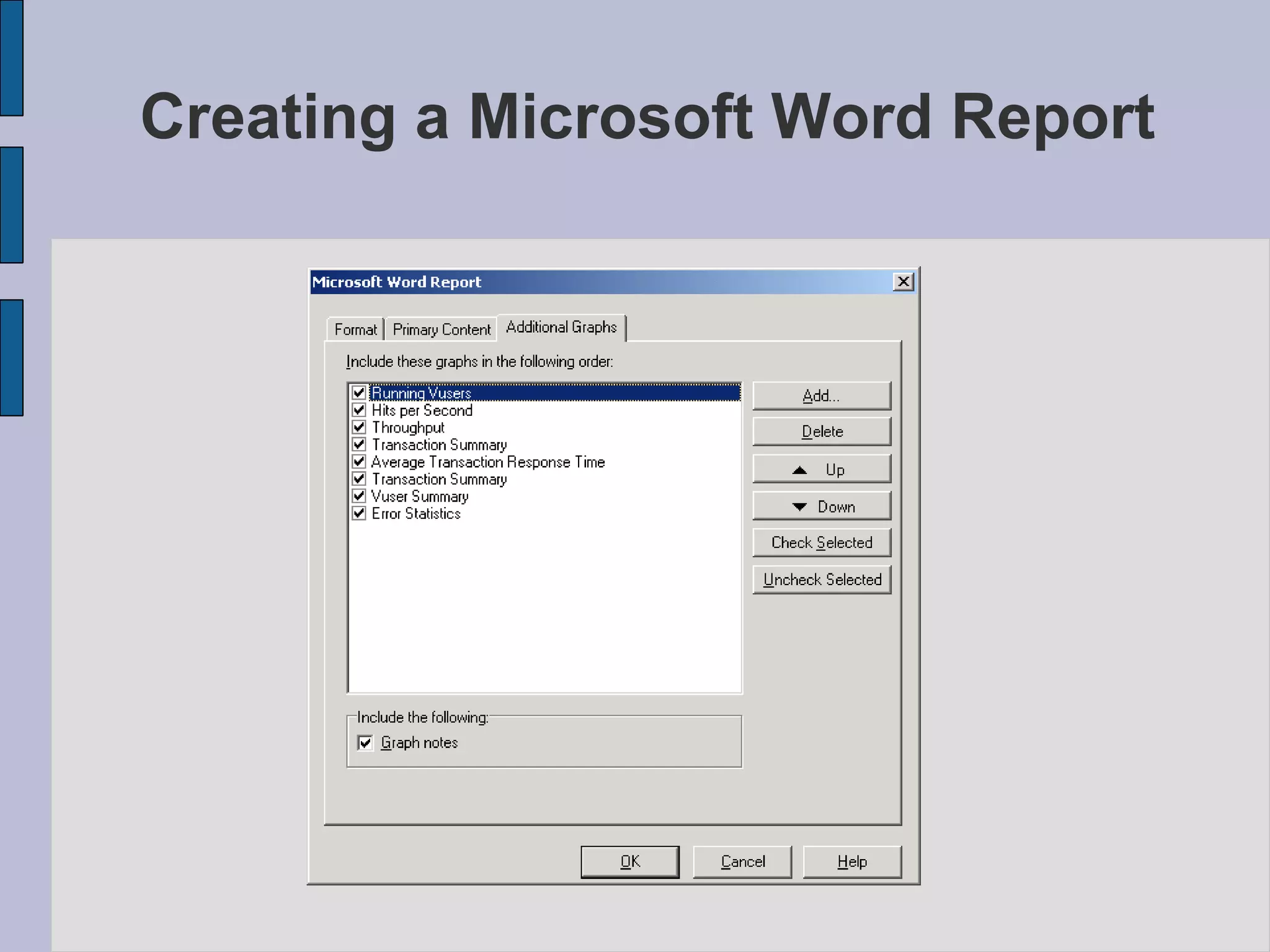 Creating a Microsoft Word Report 