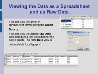 Viewing the Data as a Spreadsheet and as Raw Data <ul><li>You can view the graph in spreadsheet format using the  Graph Da...