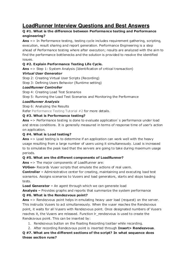 load runner interview questions and best answers best interview answers